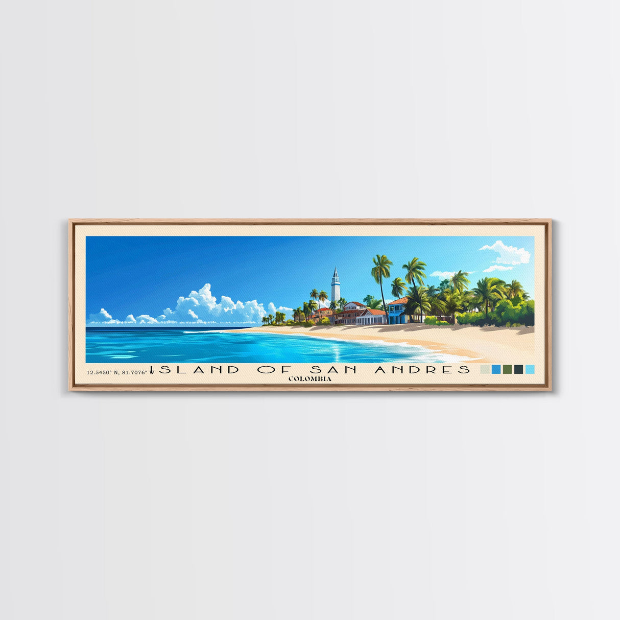 Island of San Andres, Colombia Panoramic Print, Vacation Gift, Colombia Wall Art, Vacation Wall Art, Vacatation Memories, Beach Decor, Beach Or Lakehouse Art