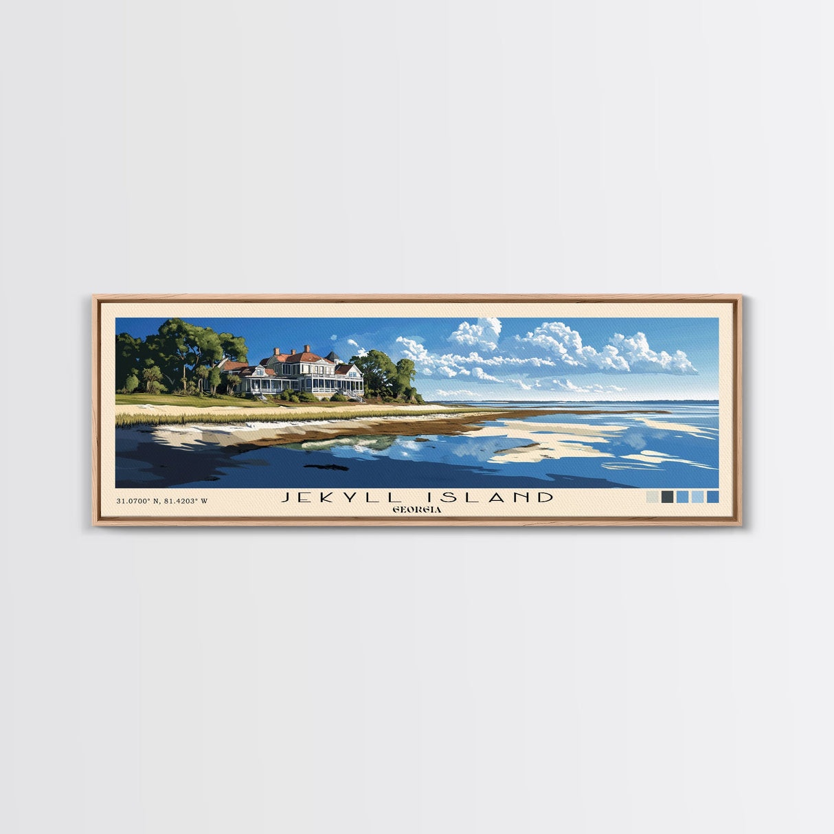 Jekyll Island, Georgia Panoramic Print, Vacation Gift, Georgia Wall Art, Beach Painting, Beach Decor, Large Wall Art, Wood Frame Art