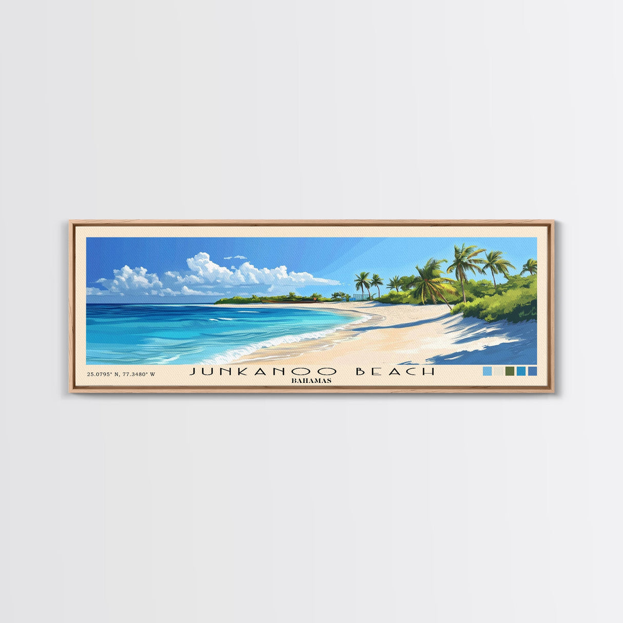 Junkanoo Beach, Bahamas Panoramic Print, Vacation Gift, Bahamas Wall Art, Vacation Wall Art, Vacatation Memories, Beach Decor, Beach Or Lakehouse Art