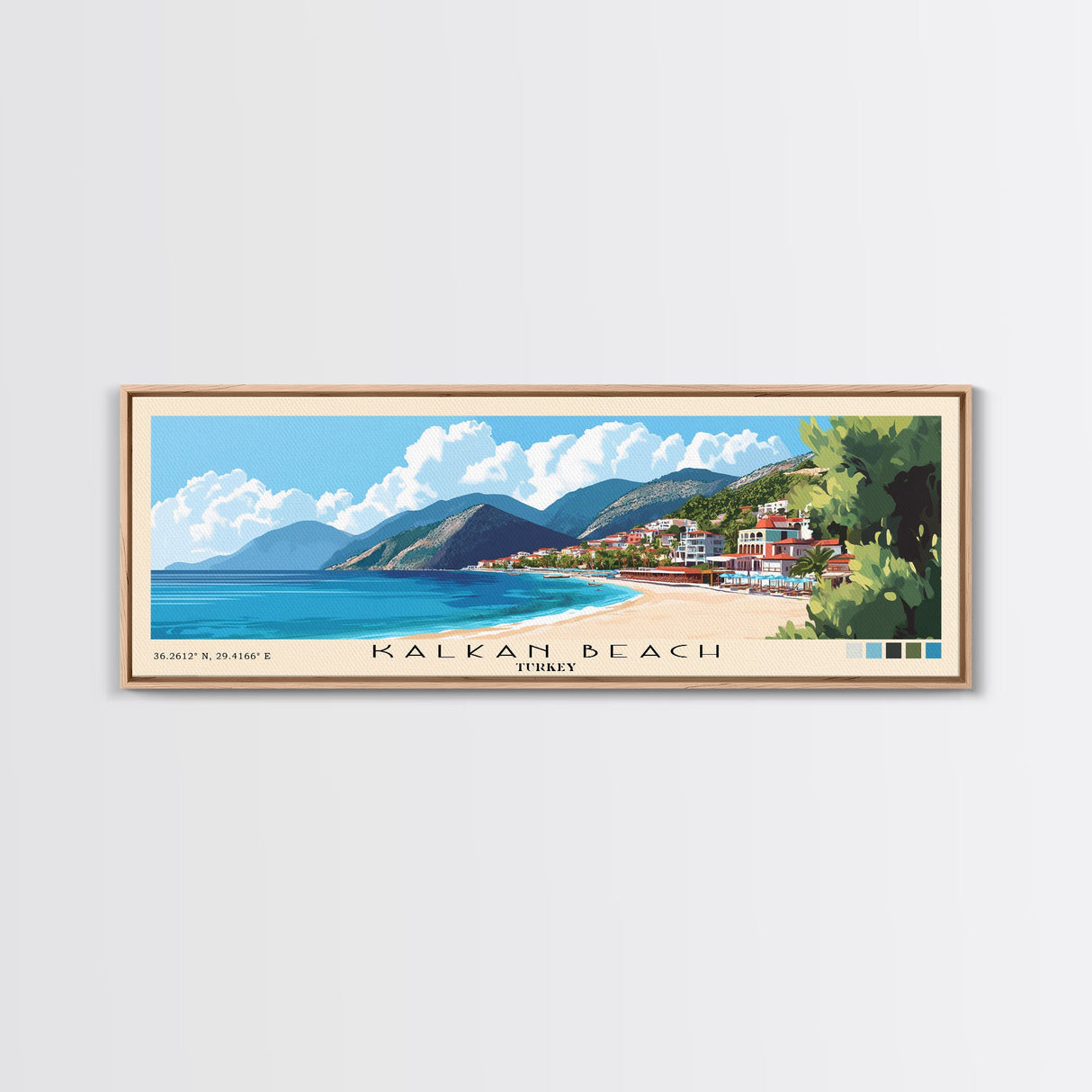 Kalkan Beach, Turkey Panoramic Print, Vacation Gift, Turkey Wall Art, Vacation Wall Art, Vacatation Memories, Beach Decor, Beach Or Lakehouse Art