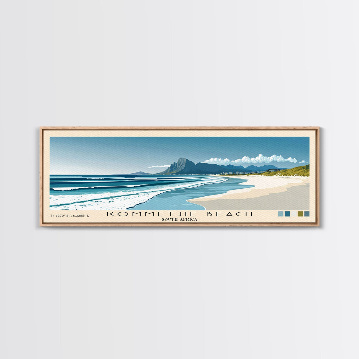 Kommetjie Beach, South Africa Panoramic Beach Print, Vacation Gift, South Africa Wall Art, Framed Canvas Print, Framed Beach Painting