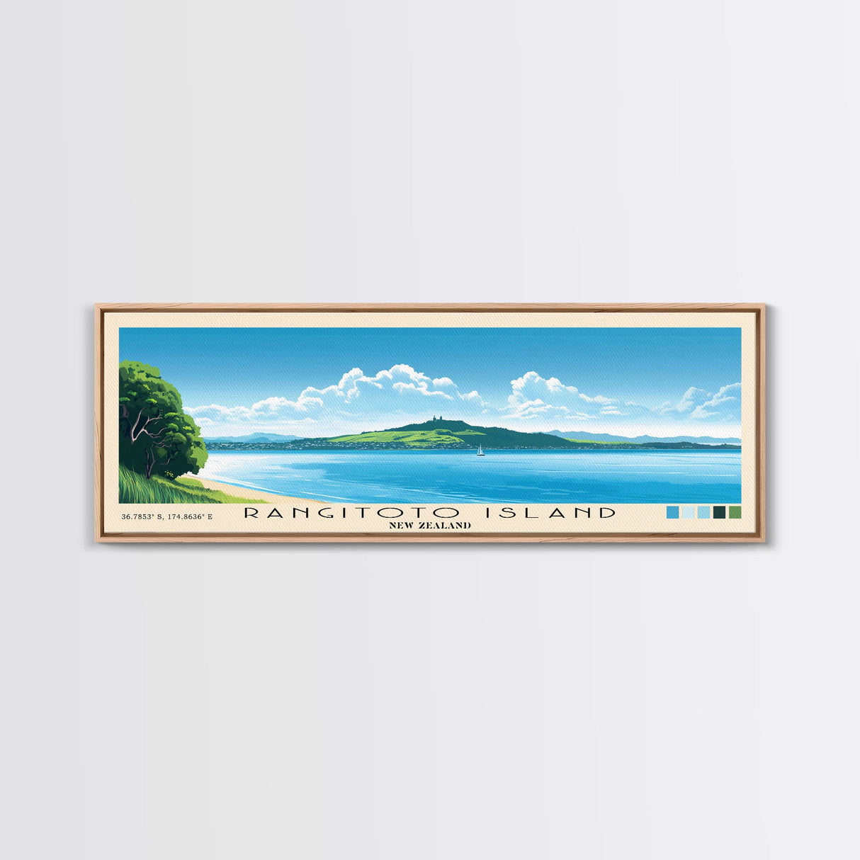 Rangitoto Island, New Zealand Panoramic Print, Vacation Gift, New Zealand Wall Art, Vacation Wall Art, Vacatation Memories, Beach Decor, Beach Or Lakehouse Art
