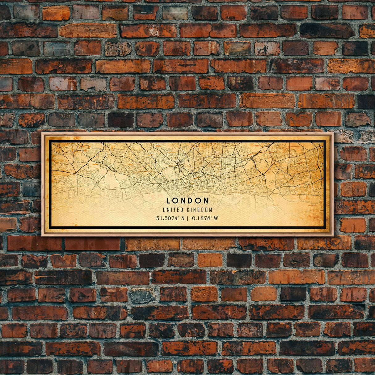 Panoramic London UK map print poster or framed canvas, London map print canvas, London city map print poster canvas, Vintage Travel Art