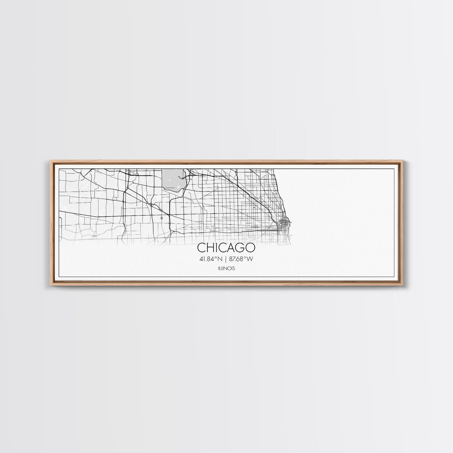 Panoramic Chicago City Map, Illinois Art, Map Print, Minimalist Wall Art, Canvas Art, Housewarming Gift, Street Map Art, Closing Gift