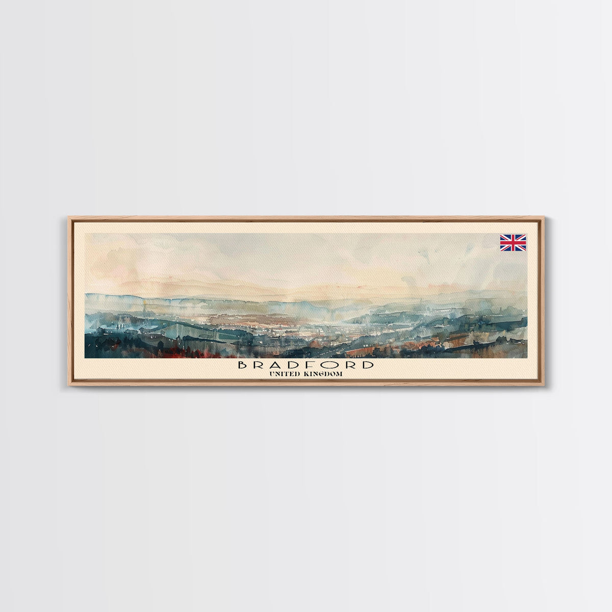 Bradford United Kingdom Travel Print Wall Art, Panoramic City Art, Travel Art, Wall Decor, Vacation Gift, Framed Canvas Print Or Metal Art