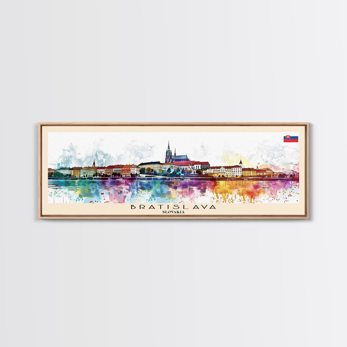Bratislava Slovakia Wall Art, Panoramic Travel Poster, Panoramic Framed Canvas Print, City Wall Art, Wall Hanging Home Decor, Travel Art