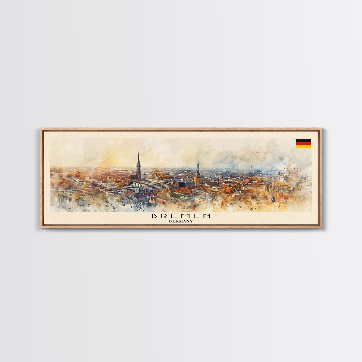 Bremen Germany Wall Art, Panoramic Travel Poster, Panoramic Framed Canvas Print, City Wall Art, Wall Hanging Home Decor, Travel Art
