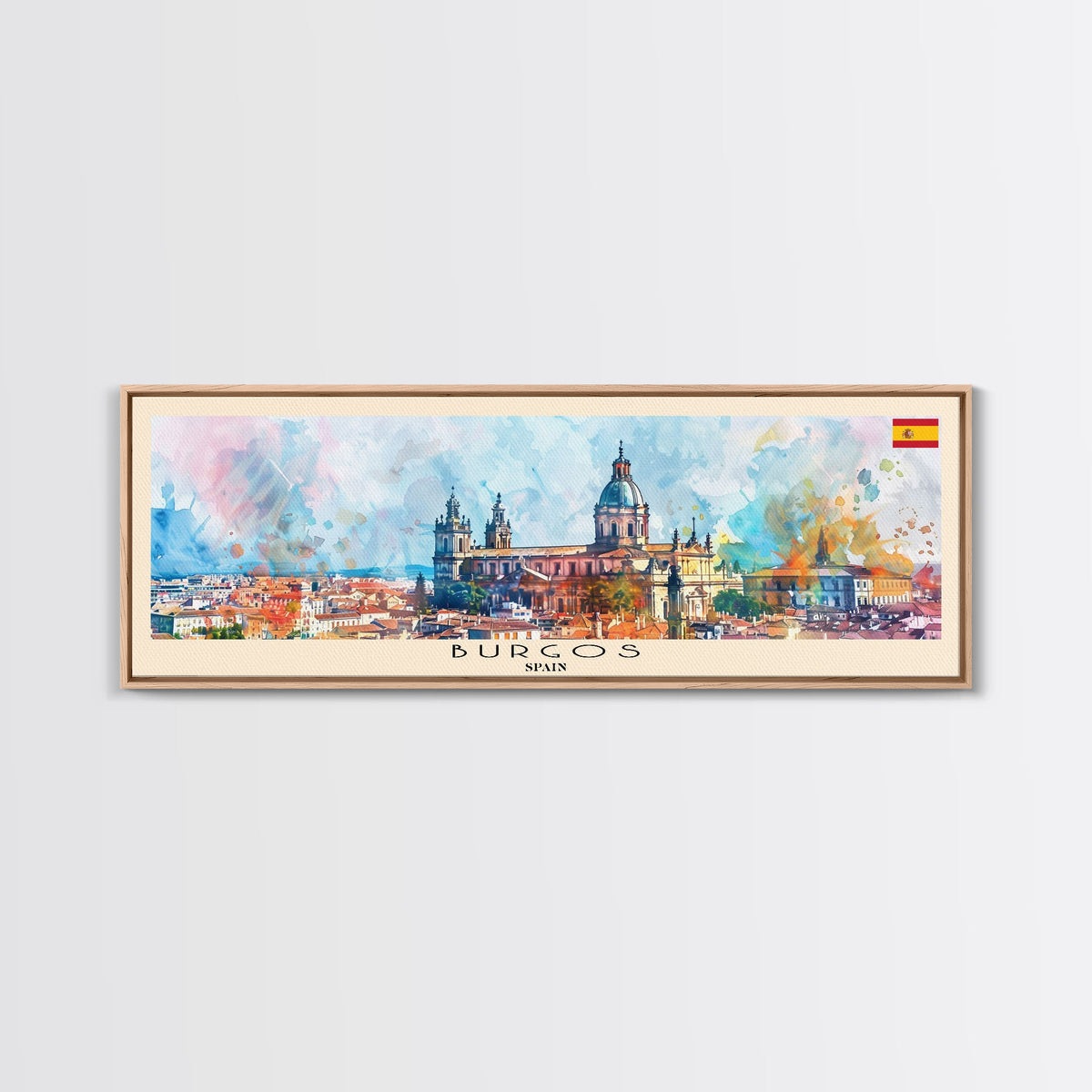 Burgos Spain Wall Art, Panoramic Travel Poster, Panoramic Framed Canvas Print, City Wall Art, Wall Hanging Home Decor, Travel Art