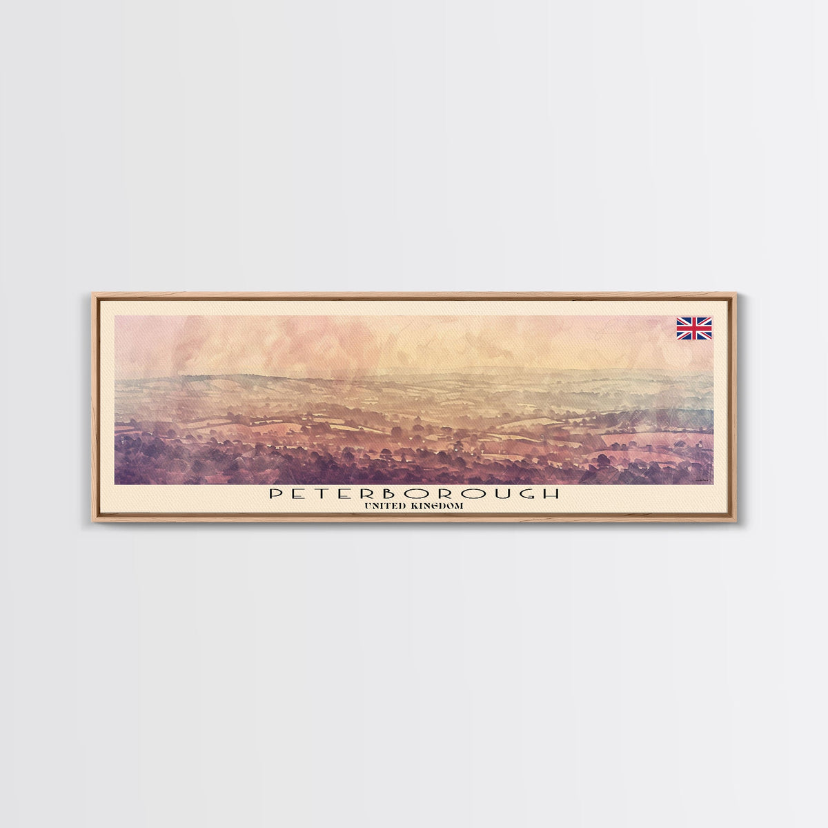 Peterborough United Kingdom Wall Art, Panoramic Travel Poster, Panoramic Framed Canvas Print, City Wall Art, Wall Hanging Home Decor, Travel Art
