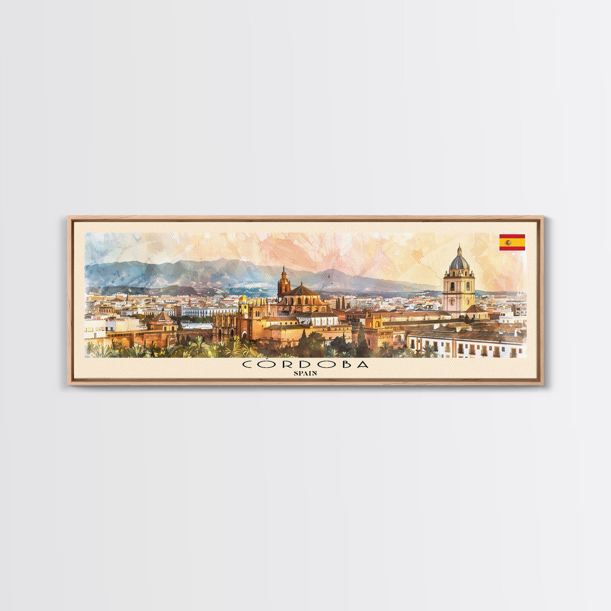 Cordoba Spain Travel Art, City Art, Framed Canvas Print or Metal Wall Art, Europe Travel Poster, Panoramic Wall Art, Extra Wide Wall Art