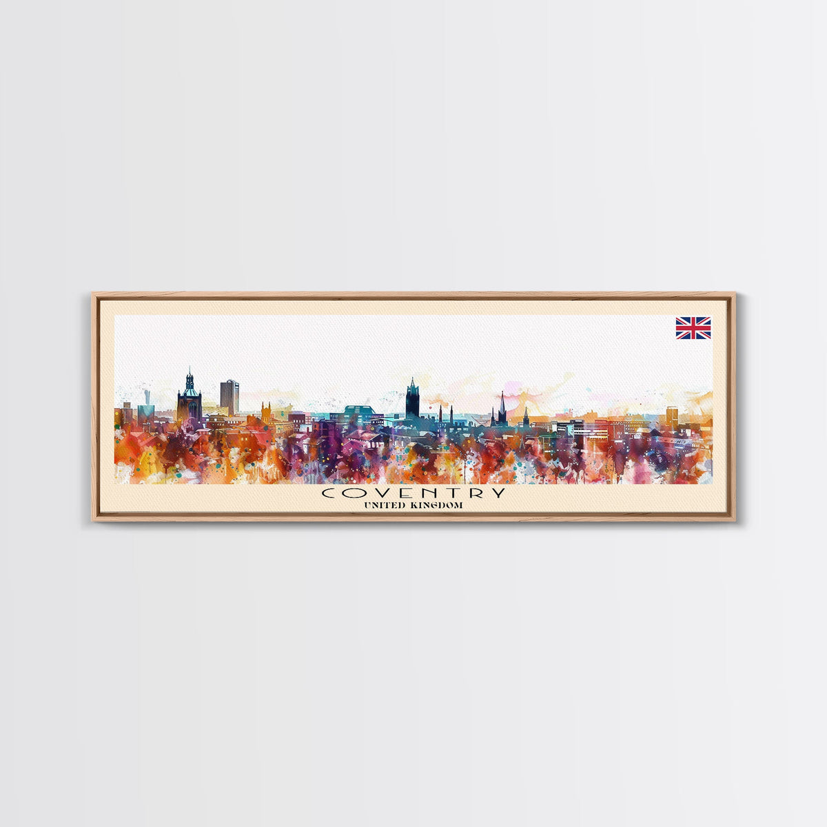 Coventry United Kingdom Wall Art, Panoramic Travel Poster, Panoramic Framed Canvas Print, City Wall Art, Wall Hanging Home Decor, Travel Art