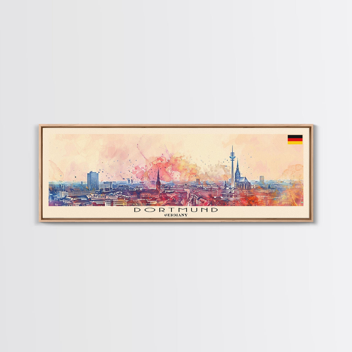 Dortmund Germany Wall Art, Panoramic Travel Poster, Panoramic Framed Canvas Print, City Wall Art, Wall Hanging Home Decor, Travel Art