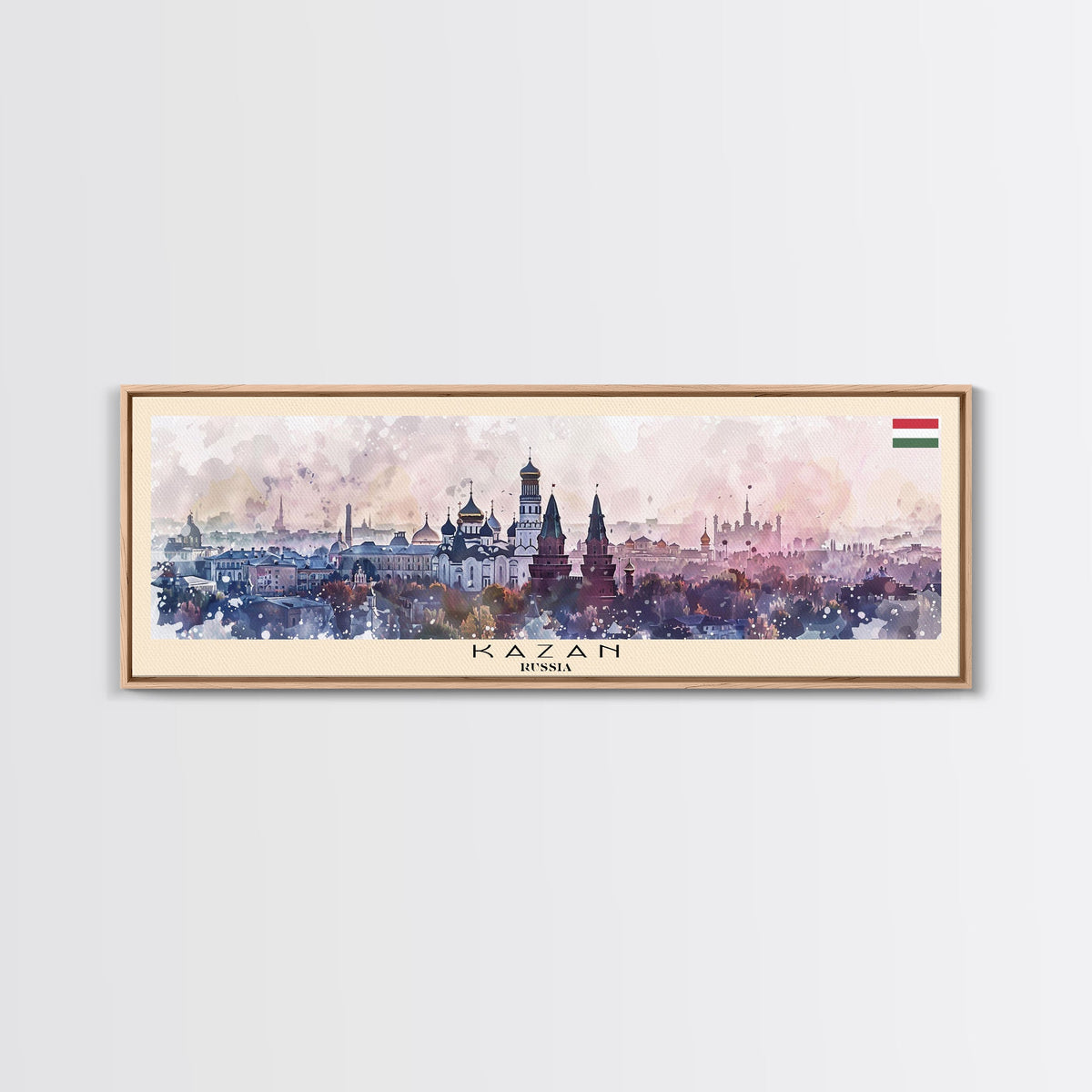 Kazan Russia Panoramic Travel Poster, Framed Canvas Print or Metal Wall Art, Travel Art, Home Decor, Panoramic Painting, Midcentury Art