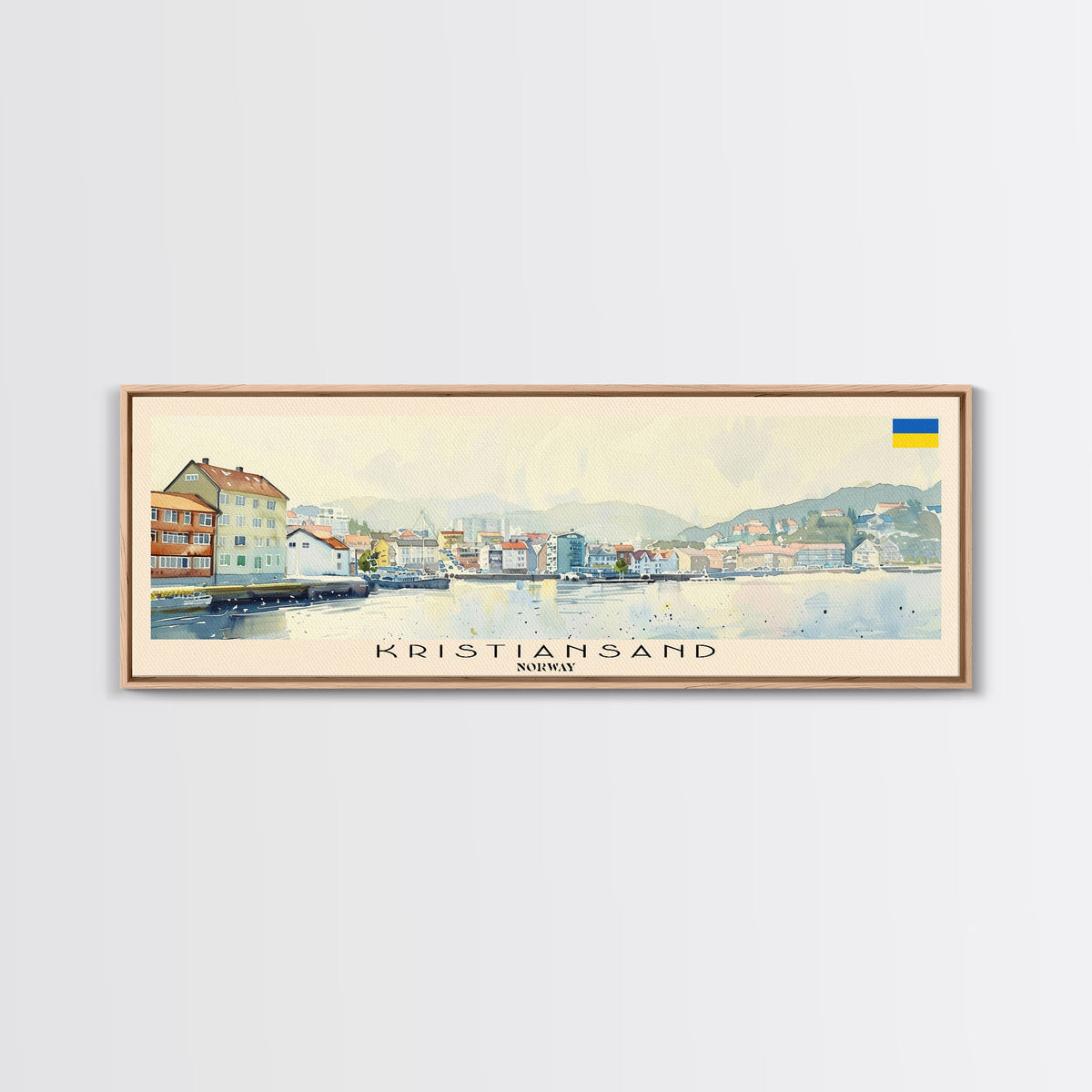 Kristiansand Norway Wall Art, Panoramic Travel Poster, Panoramic Framed Canvas Print, City Wall Art, Wall Hanging Home Decor, Travel Art