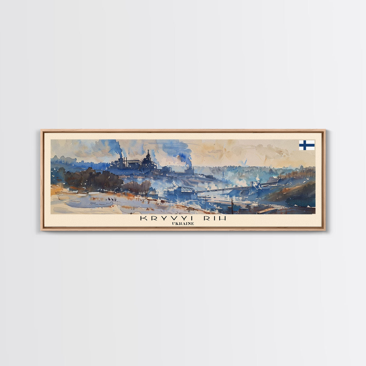 KryvyiRih Ukraine Panoramic Travel Poster, Framed Canvas Print or Metal Wall Art, Travel Art, Home Decor, Panoramic Painting, Midcentury Art
