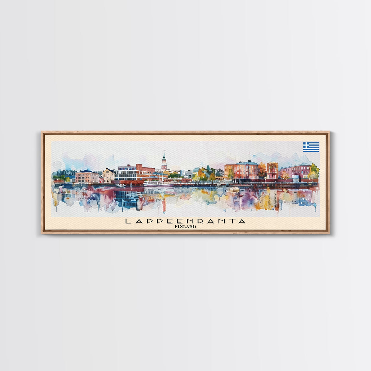 Lappeenranta Finland Panoramic Travel Poster, Framed Canvas Print or Metal Wall Art, Travel Art, Home Decor, Panoramic Painting, Midcentury Art