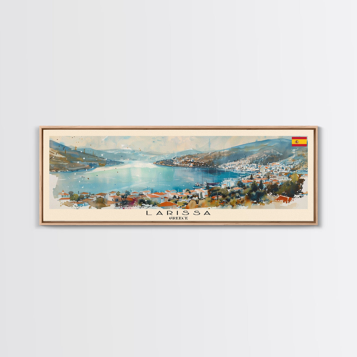 Larissa Greece Wall Art, Panoramic Travel Poster, Panoramic Framed Canvas Print, City Wall Art, Wall Hanging Home Decor, Travel Art