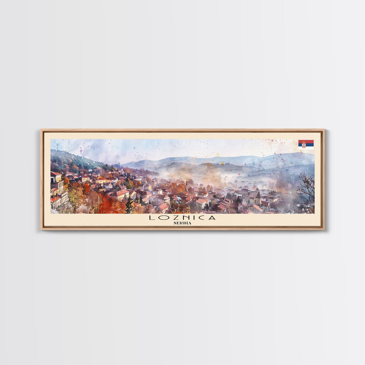 Loznica Serbia Wall Art, Panoramic Travel Poster, Panoramic Framed Canvas Print, City Wall Art, Wall Hanging Home Decor, Travel Art