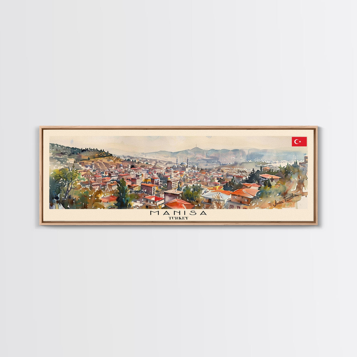 Manisa Turkey Wall Art, Panoramic Travel Poster, Panoramic Framed Canvas Print, City Wall Art, Wall Hanging Home Decor, Travel Art