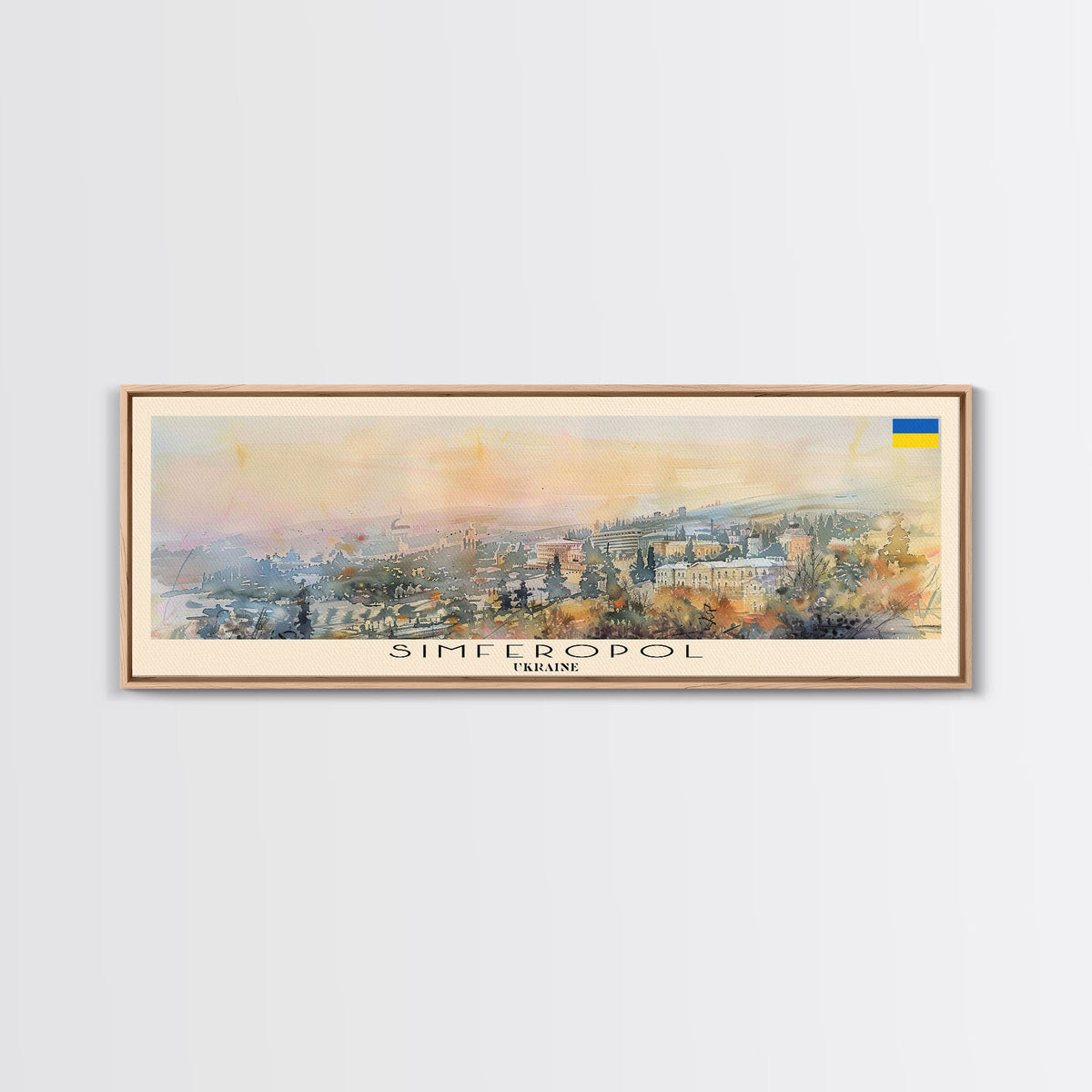Simferopol Ukraine Panoramic Travel Poster, Framed Canvas Print or Metal Wall Art, Travel Art, Home Decor, Panoramic Painting, Midcentury Art