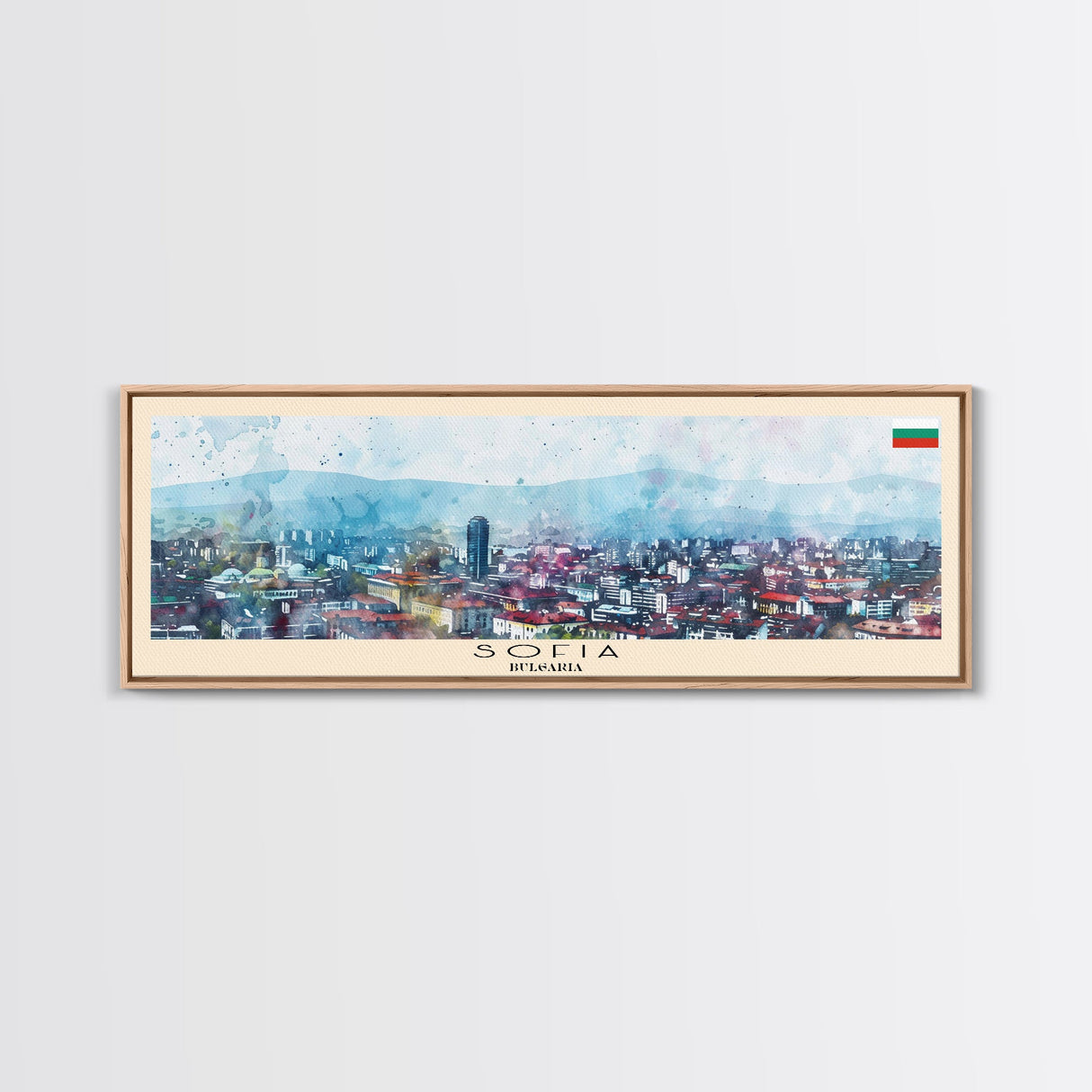 Sofia Bulgaria Wall Art, Panoramic Travel Poster, Panoramic Framed Canvas Print, City Wall Art, Wall Hanging Home Decor, Travel Art