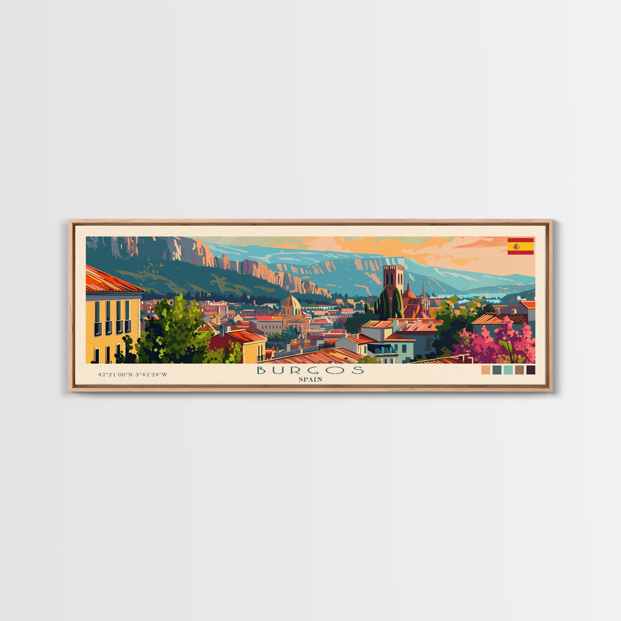 Burgos Spain Wall Art, Panoramic Travel Poster, Panoramic Framed Canvas Print, City Wall Art, Wall Hanging Home Decor, Travel Art