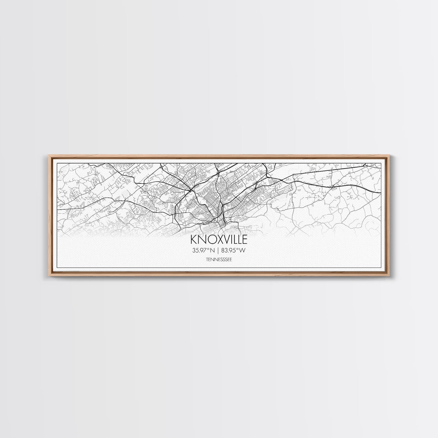 Panoramic Knoxville City Map, Tennessee Art, Map Print, Minimalist Wall Art, Canvas Art, Housewarming Gift, Street Map Art, Closing Gift