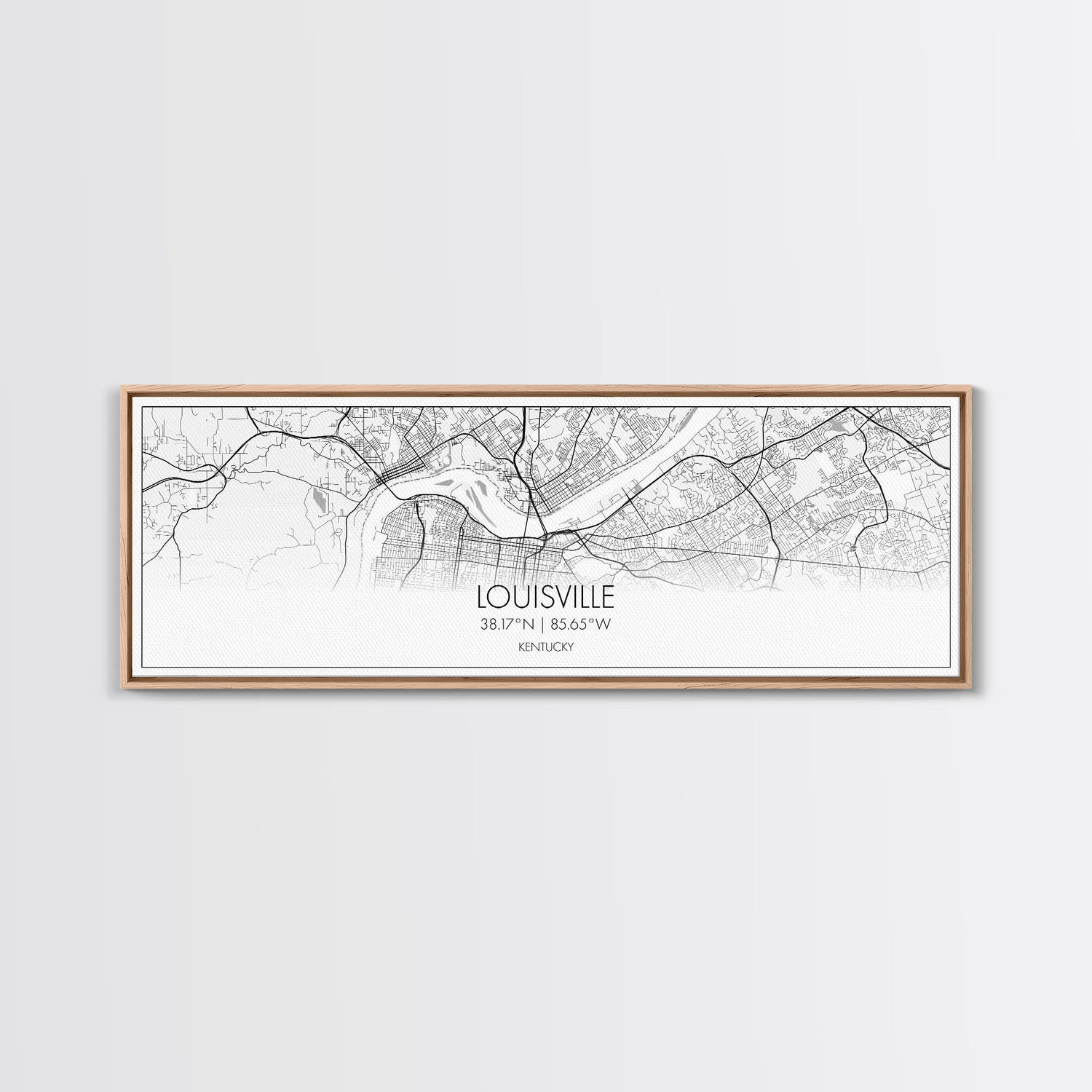 Panoramic Louisville City Map, Kentucky Art, Map Print, Minimalist Wall Art, Canvas Art, Housewarming Gift, Street Map Art, Closing Gift