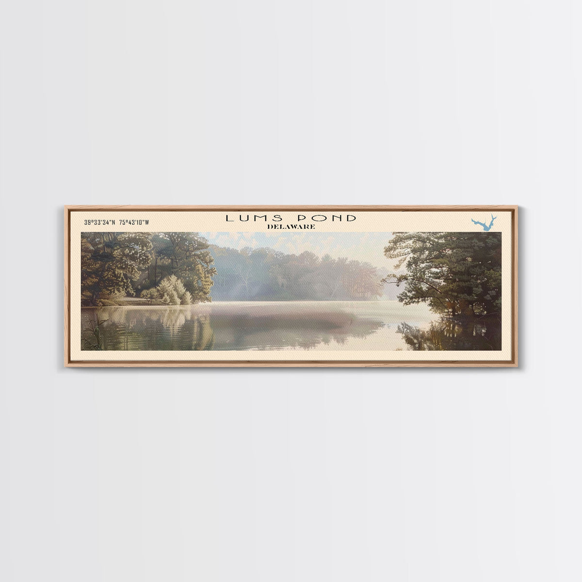 Maurepas Lake Framed Canvas Print, Lake House Decor, Panoramic Wall Art, Travel Poster, Landscape Painting, Modern Art