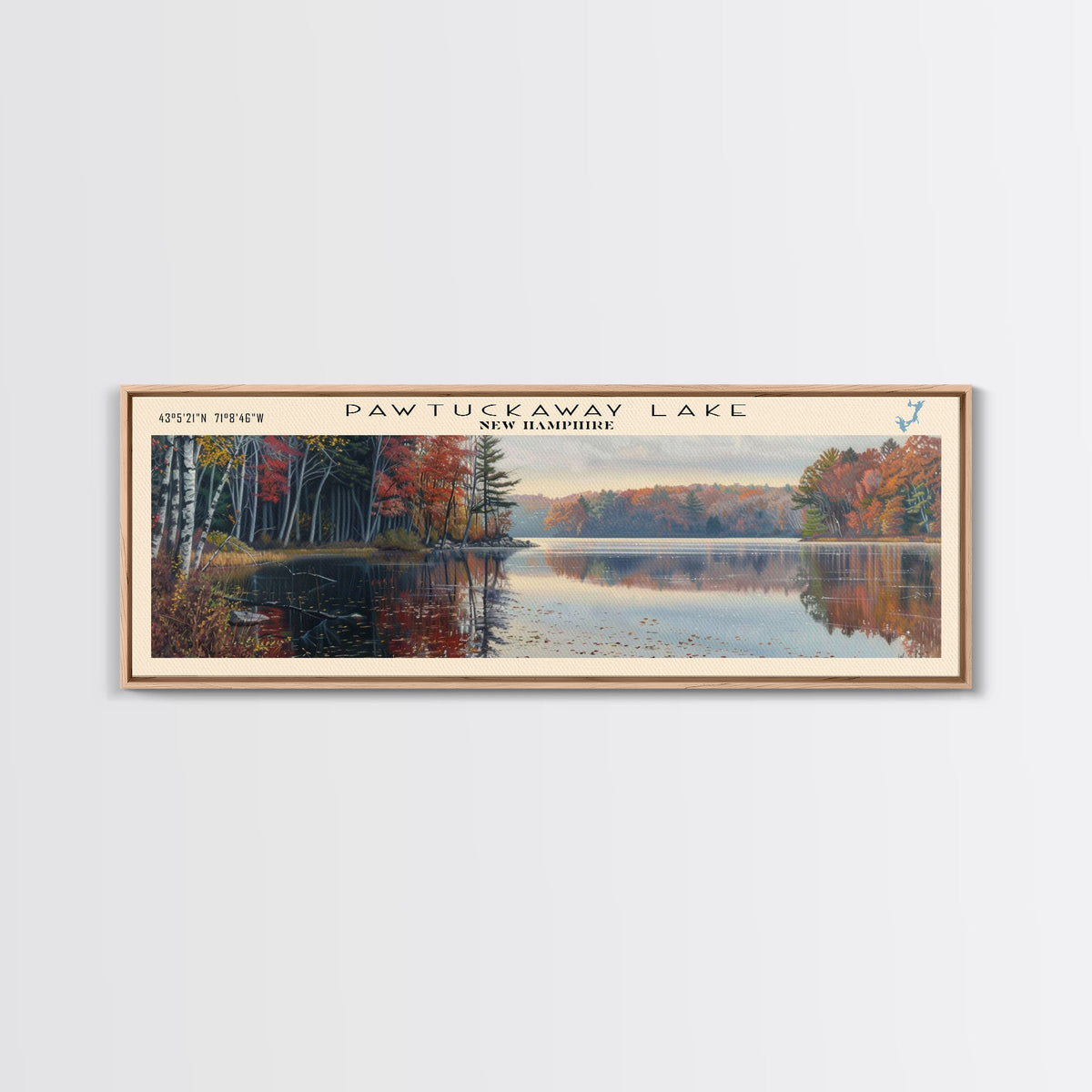 Princess Mary Lake Framed Canvas Print, Lake House Decor, Panoramic Wall Art, Travel Poster, Beautiful Landscape Painting, Contemporary Art