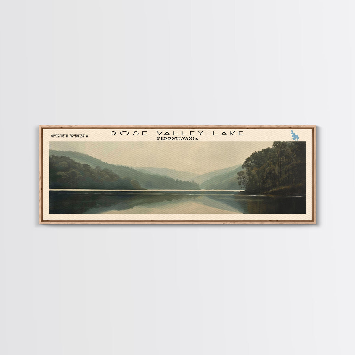 Seneca Lake New York Panoramic Framed Canvas Print, Lake House Decor, Wall Art, Travel Poster, Serene Lake Scene, Bedroom Decor