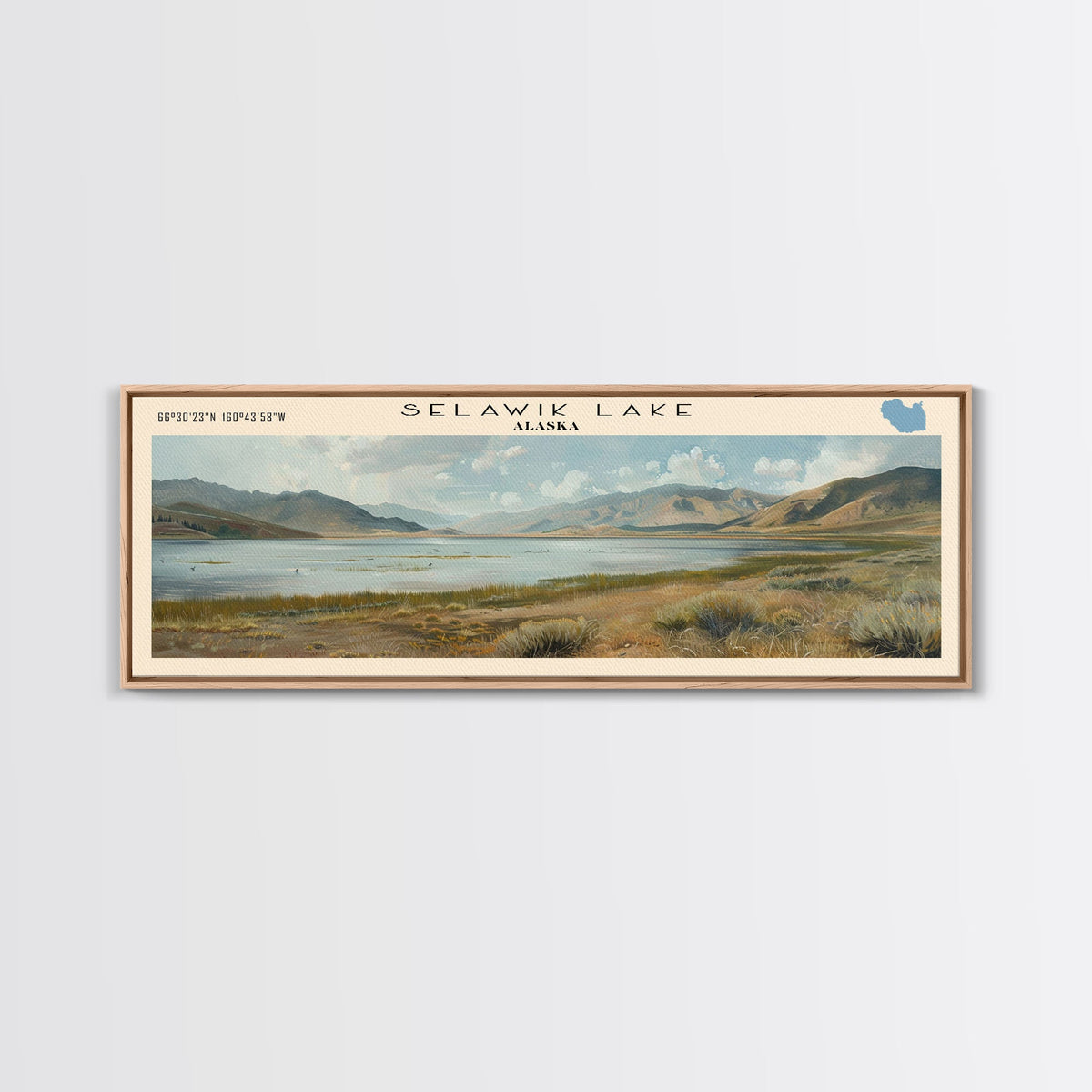 Snowbird Lake Wyoming Panoramic Framed Canvas Print, Lake House Decor, Wall Art, Travel Poster, Tranquil Landscape, Modern Art