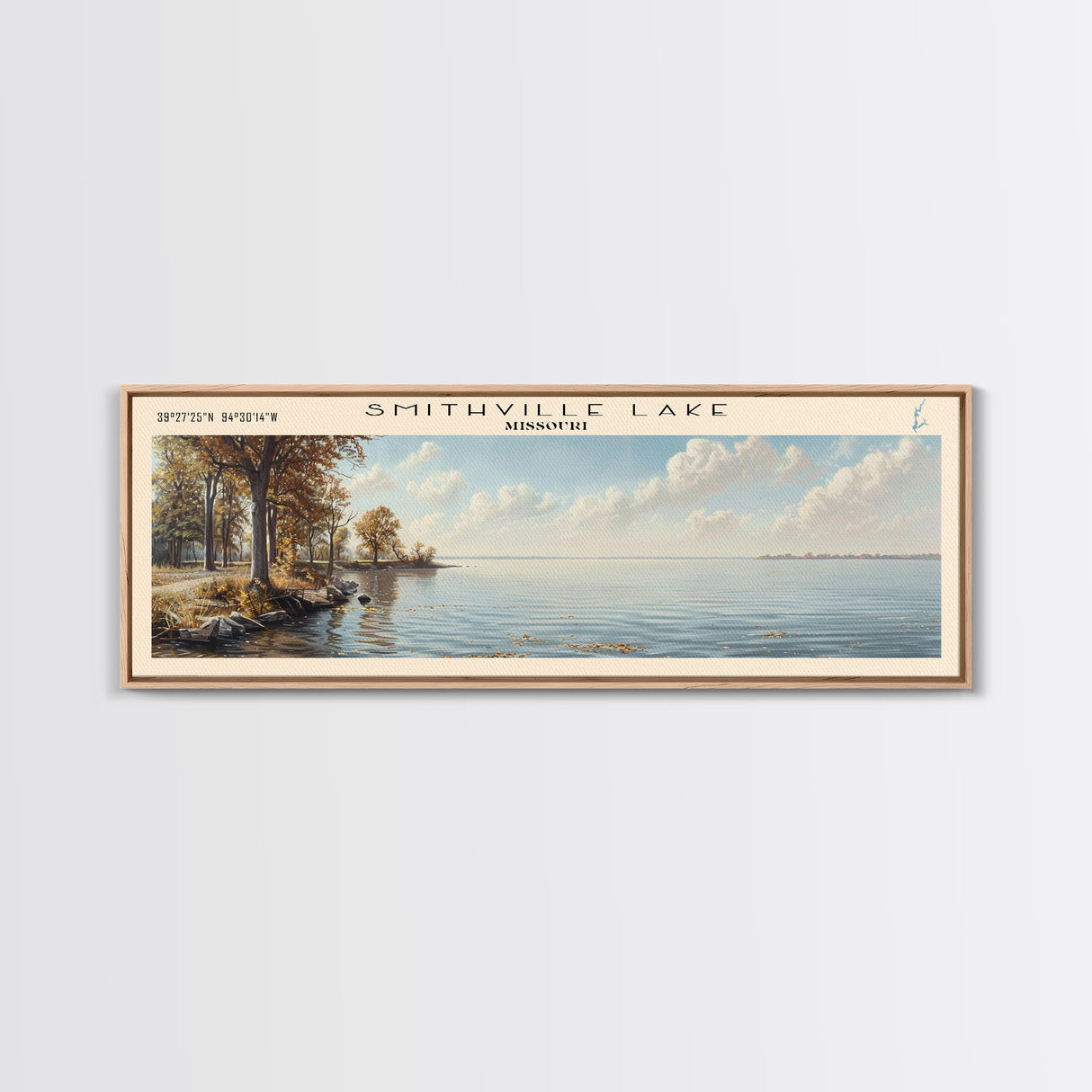 Stump Lake North Dakota Panoramic Wall Art, Framed Canvas Print, Lake House Decor, Travel Poster, Beautiful Lake Scene, Bedroom Decor