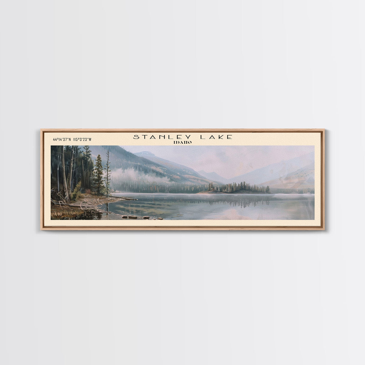 Tamiahua Panoramic Wall Art, Framed Canvas Print, Lake House Decor, Travel Poster, Beautiful Lake Painting, Bedroom Decor