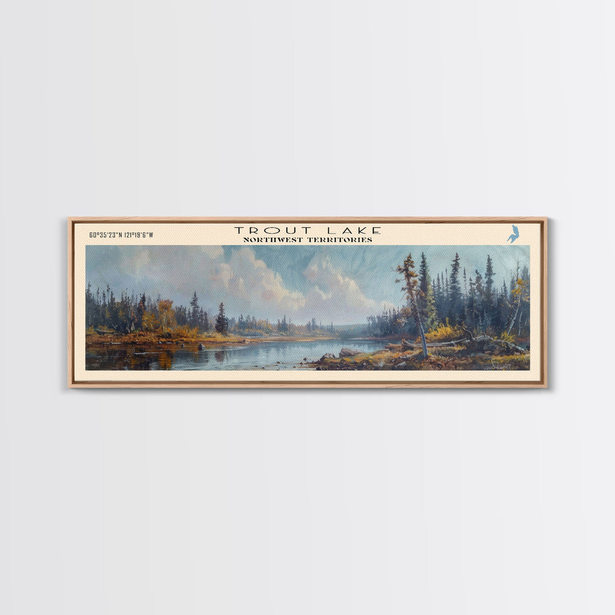 Trout Lake Canada Northwest Territories Panoramic Wall Art, Framed Canvas Print, Lake House Decor, Travel Poster, Beautiful Lake Scene, Home Decor