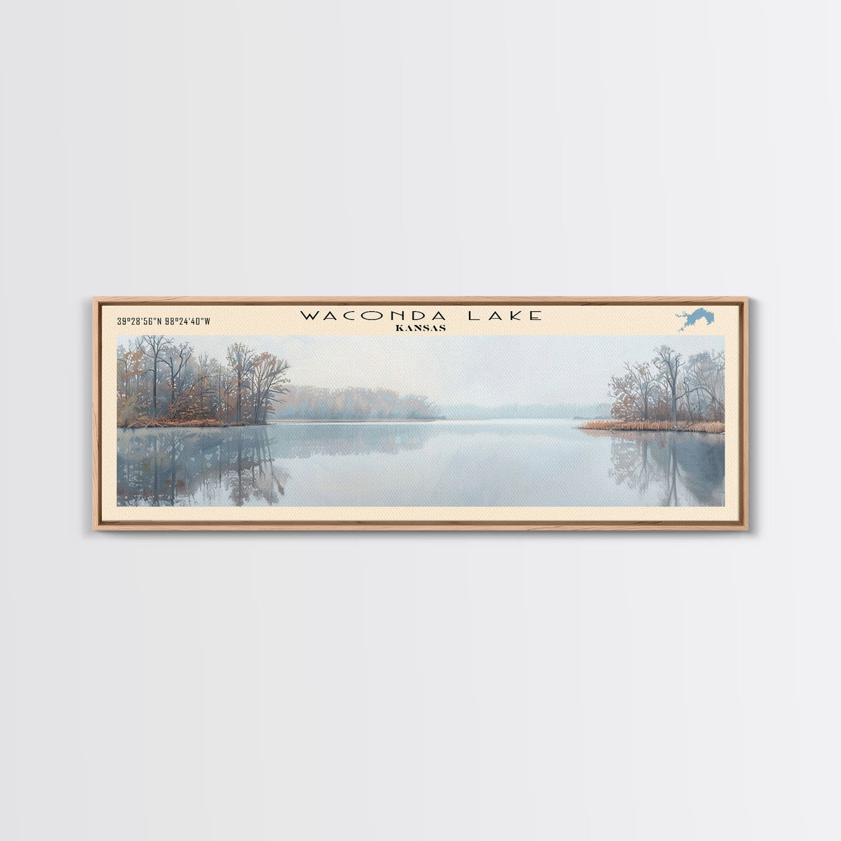 West Reservoir Ohio Panoramic Wall Art, Framed Canvas Print, Lake House Decor, Travel Poster, Scenic Lake Scene, Bedroom Decor
