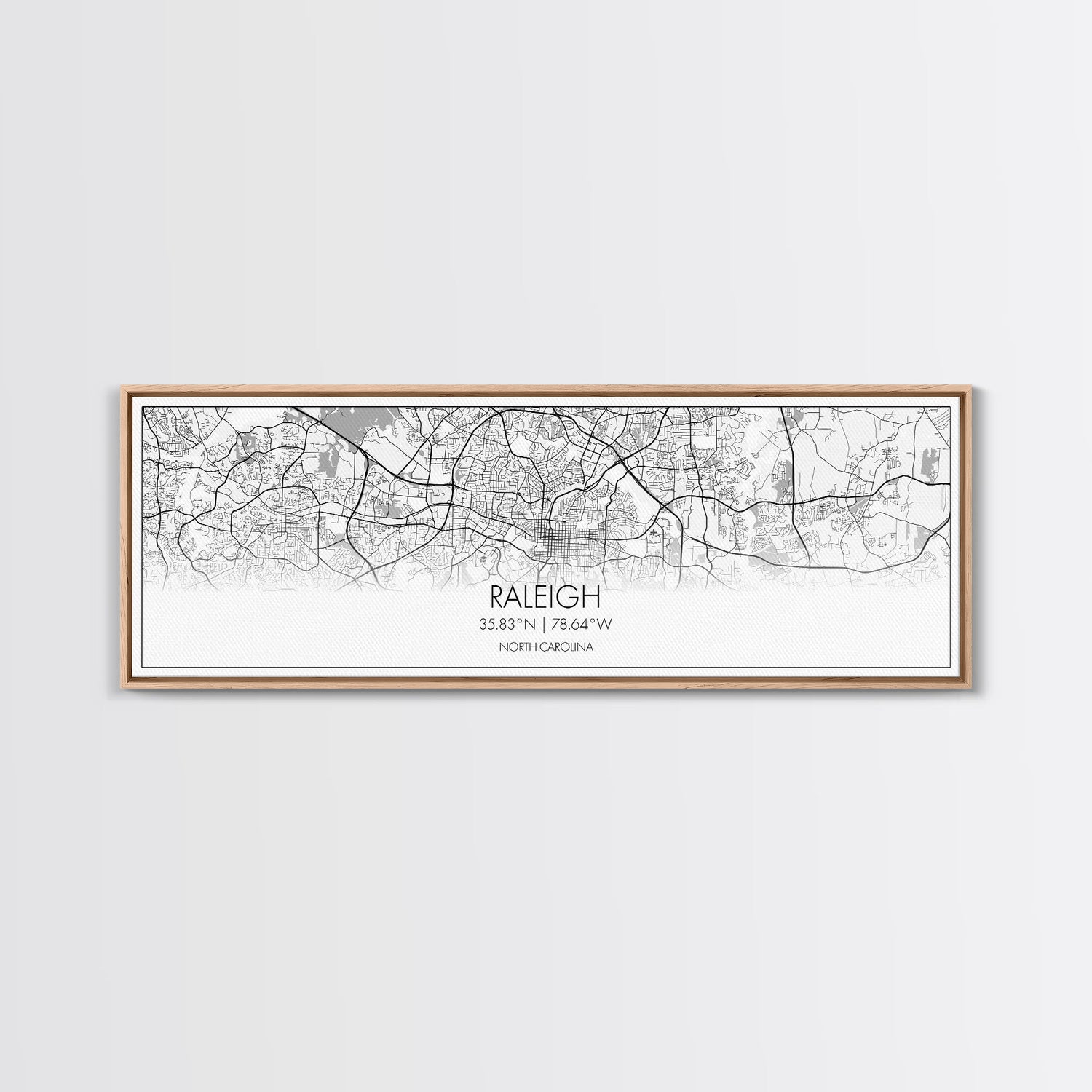 Panoramic Raleigh City Map, North Carolina Art, Map Print, Minimalist Wall Art, Canvas Art, Housewarming Gift, Street Map Art, Closing Gift