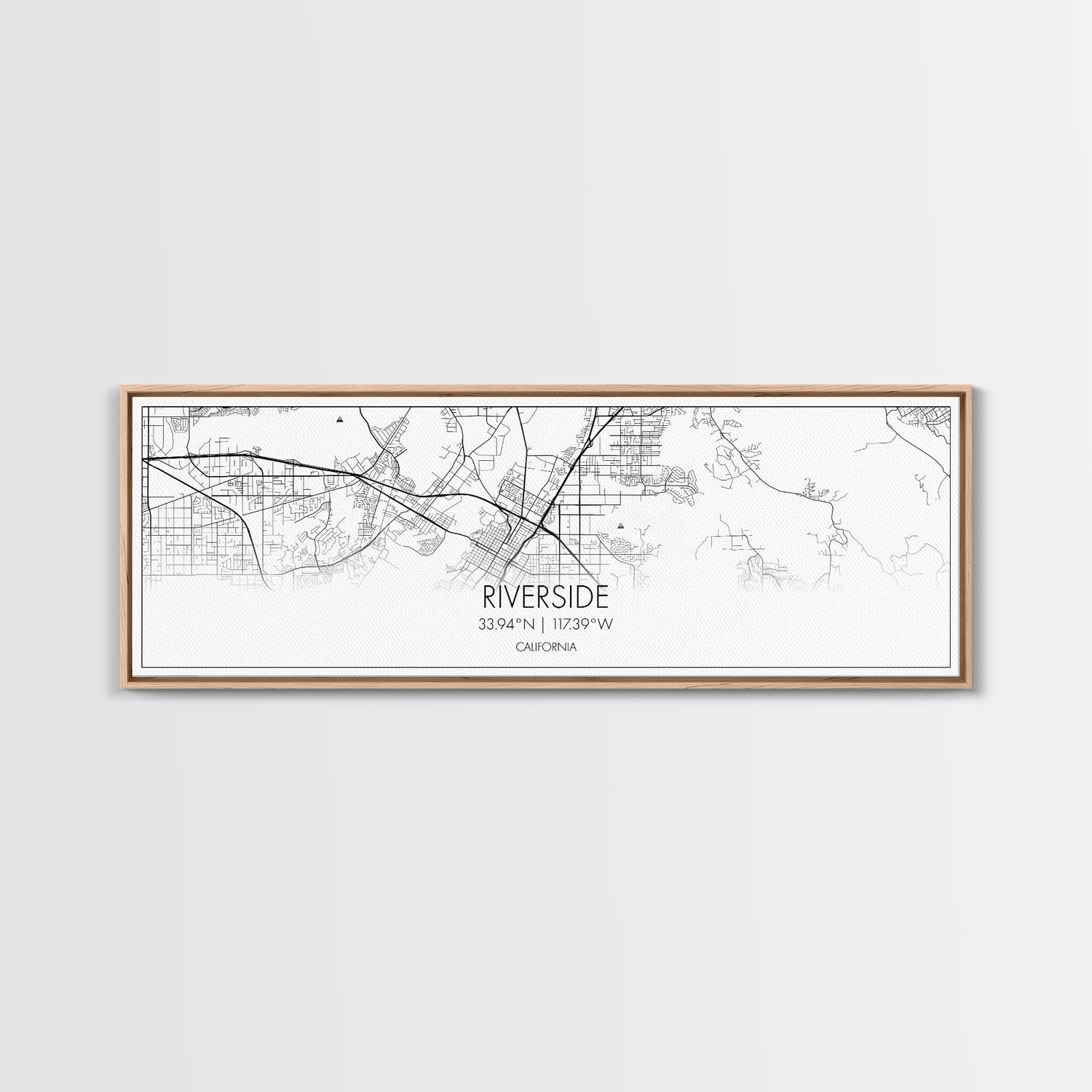 Panoramic Riverside City Map, California Art, Map Print, Minimalist Wall Art, Canvas Art, Housewarming Gift, Street Map Art, Closing Gift