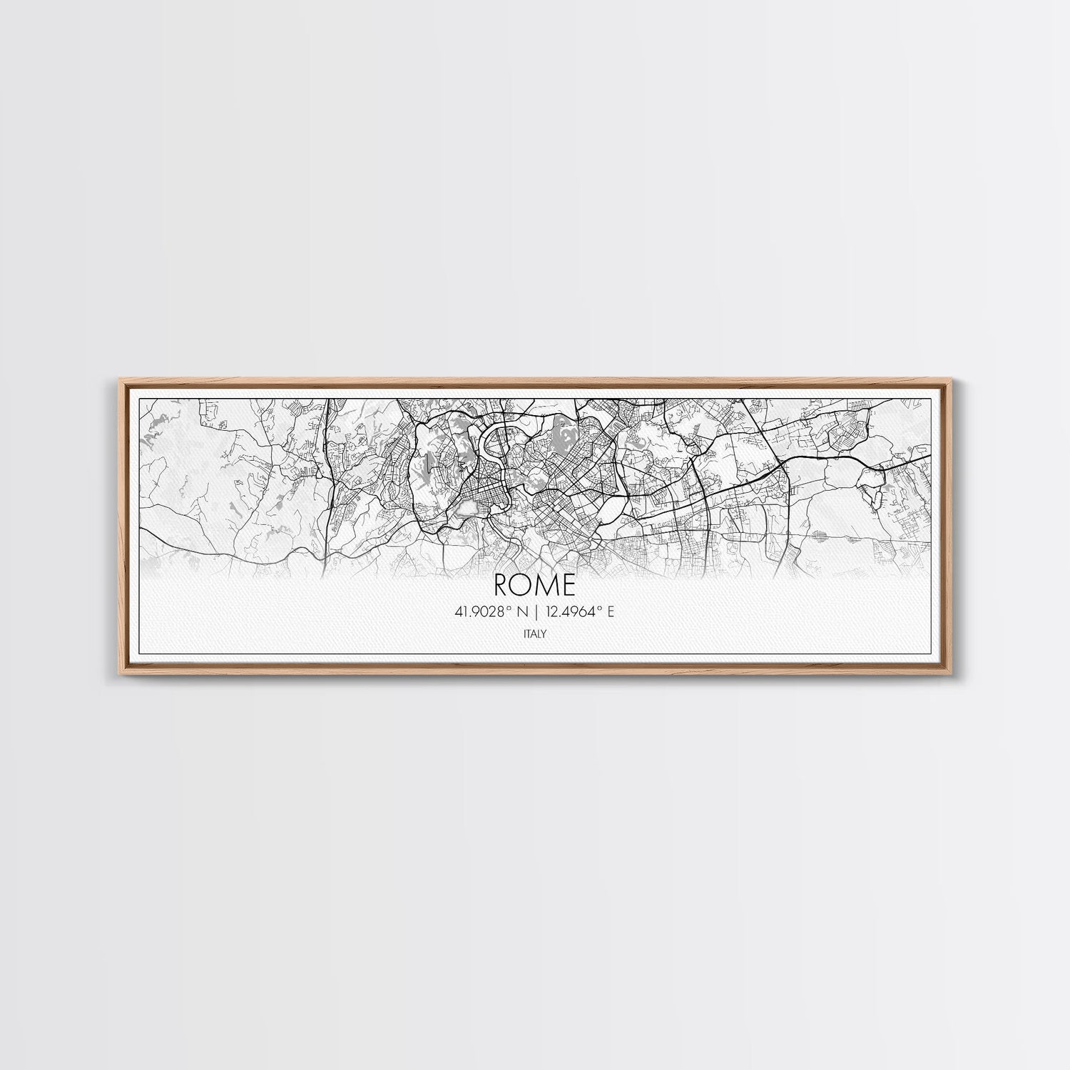 Panoramic Rome City Map, Italy Art, Map Print, Minimalist Wall Art, Canvas Art, Housewarming Gift, Street Map Art, Closing Gift