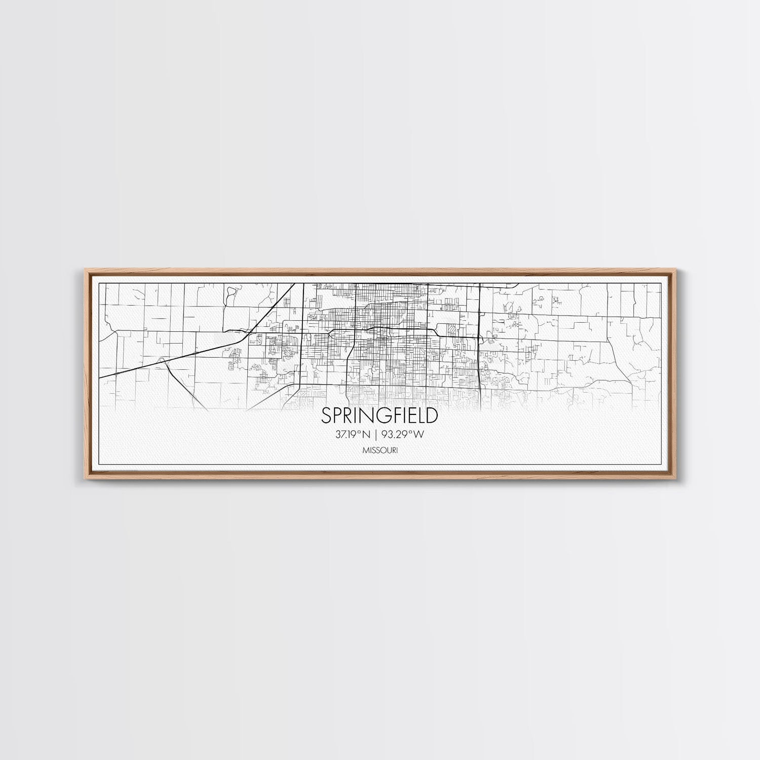 Panoramic Springfield City Map, Missouri Art, Map Print, Minimalist Wall Art, Canvas Art, Housewarming Gift, Street Map Art, Closing Gift