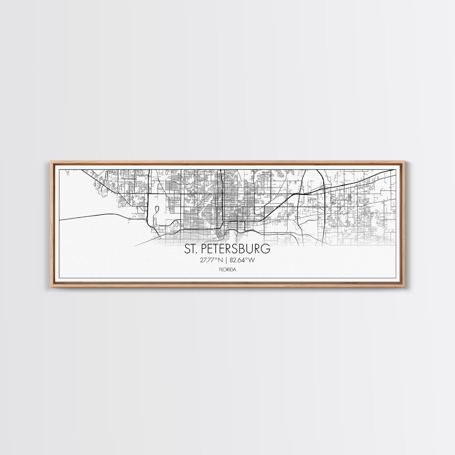 Panoramic St Petersburg City Map, Florida Art, Map Print, Minimalist Wall Art, Canvas Art, Housewarming Gift, Street Map Art, Closing Gift