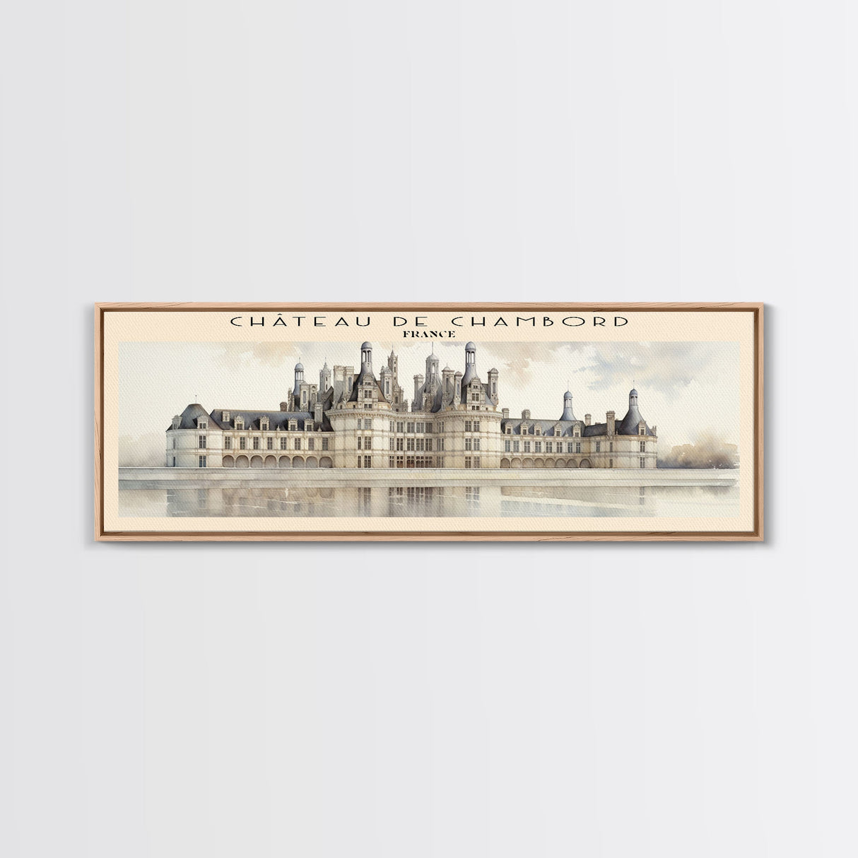 Château de Chambord Travel Poster Print, Framed Canvas Print, COUNTRY Travel Art, Wood Framed Art, Wall Hanging, Home Decor