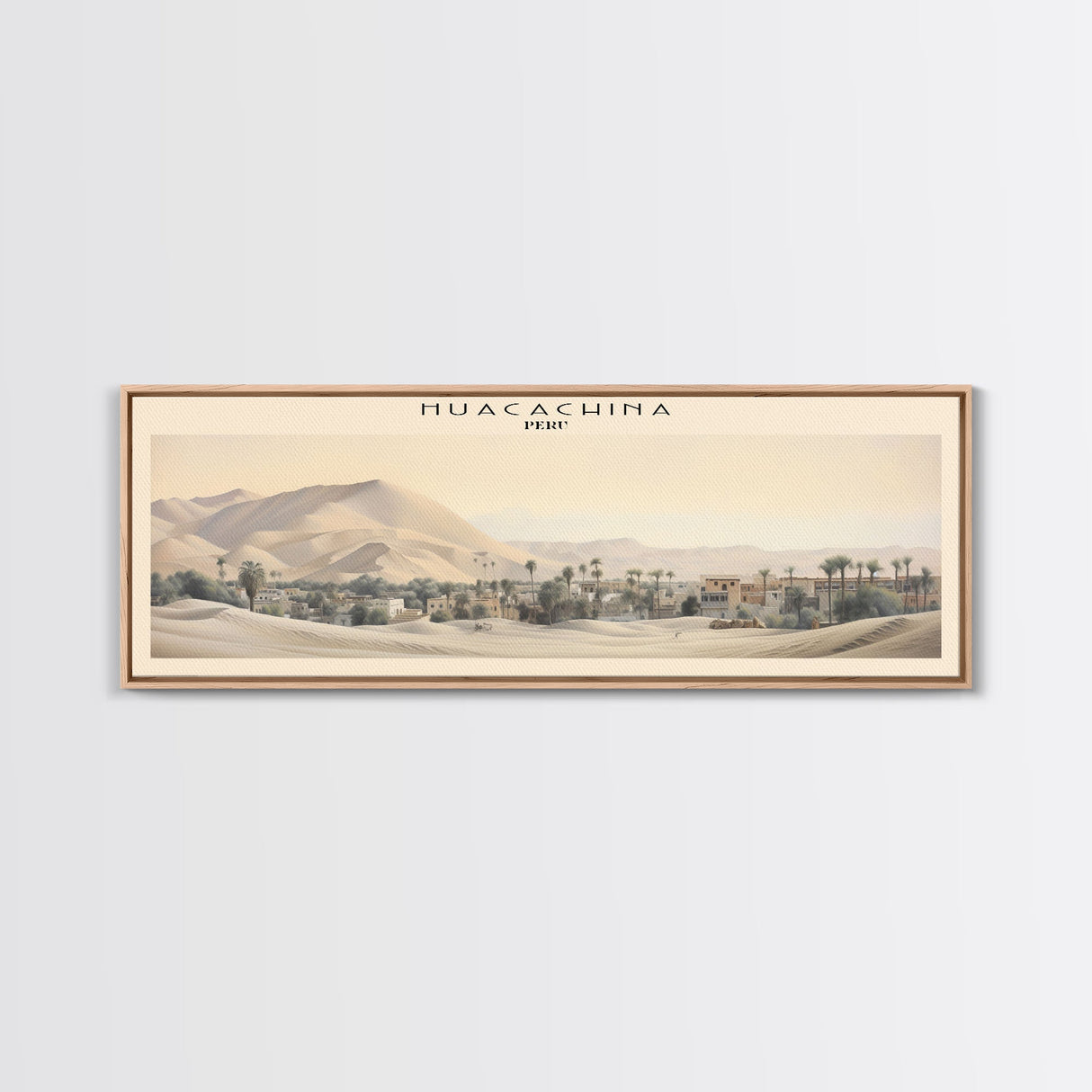 Huacachina Travel Poster Print, Framed Canvas Print, COUNTRY Travel Art, Wood Framed Art, Wall Hanging, Home Decor