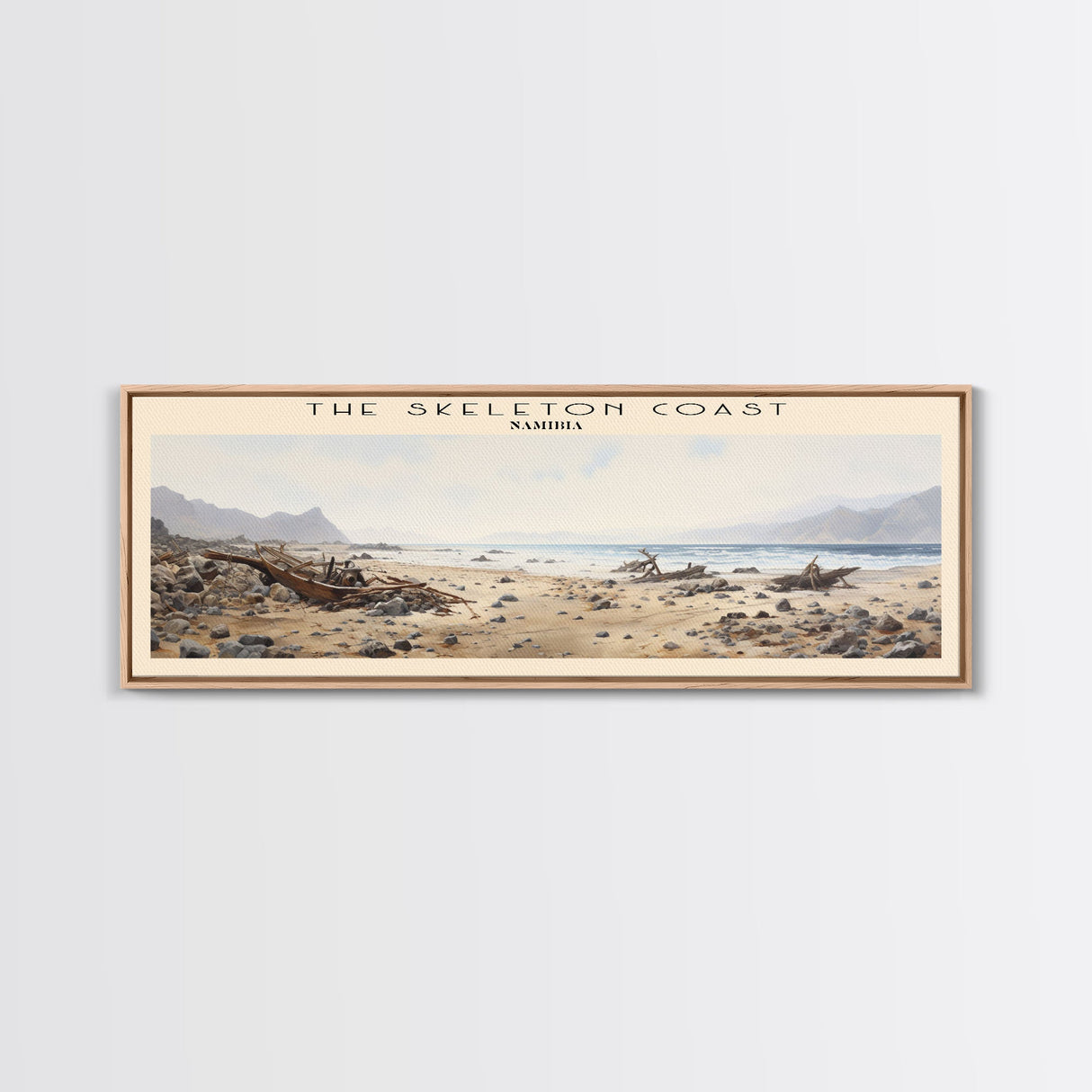 The Skeleton Coast Travel Poster Print, Framed Canvas Print, COUNTRY Travel Art, Wood Framed Art, Wall Hanging, Home Decor