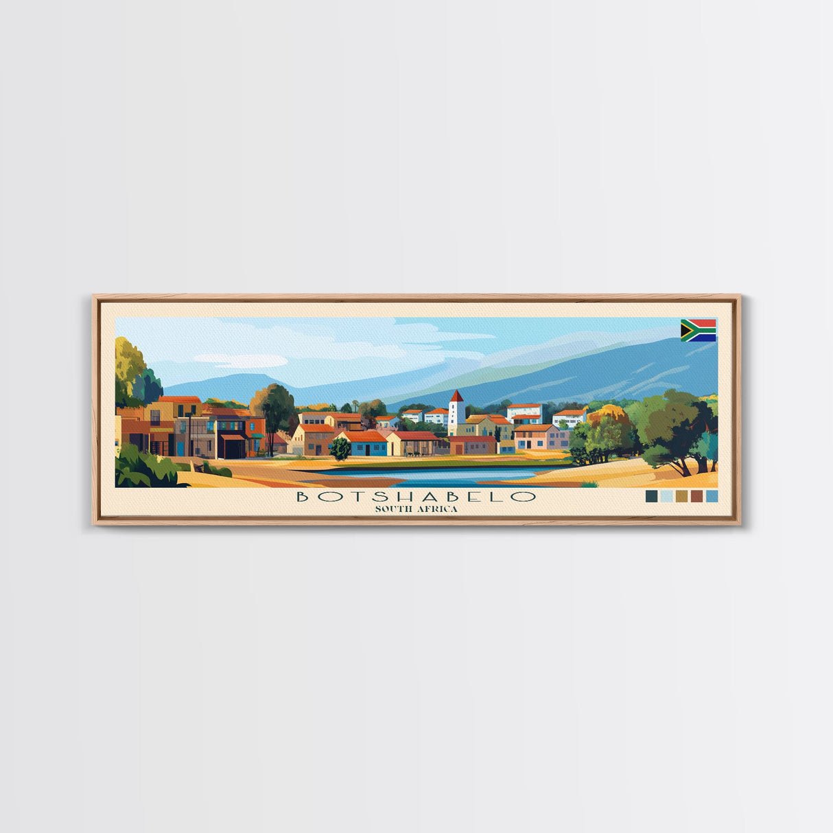 Botshabelo, South Africa Travel Poster Panoramic Canvas Print, Botshabelo, South Africa Painting, South Africa Art, Botshabelo Travel Art, Guest Room Painting