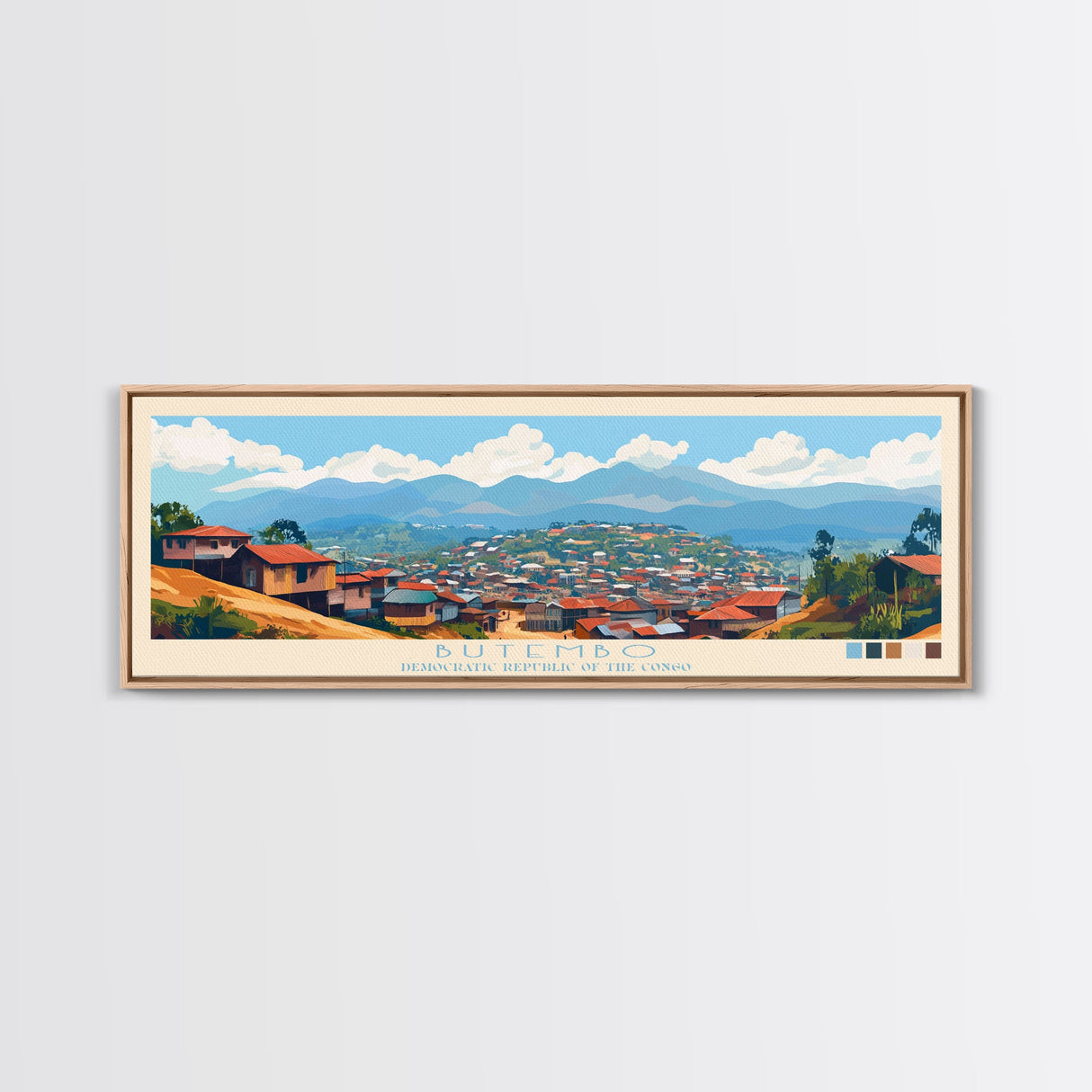 Butembo, Congo Panoramic Travel Poster Canvas Print, Butembo, Congo Painting, Congo Art, Butembo Panoramic Travel Art, Travel Painting