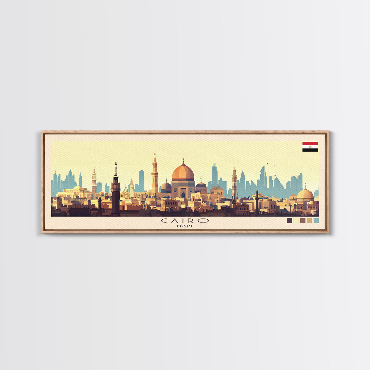 Cairo, Egypt Panoramic Travel Poster Canvas Print, Cairo, Egypt Painting, Egypt Art, Cairo Panoramic Travel Art, Travel Painting