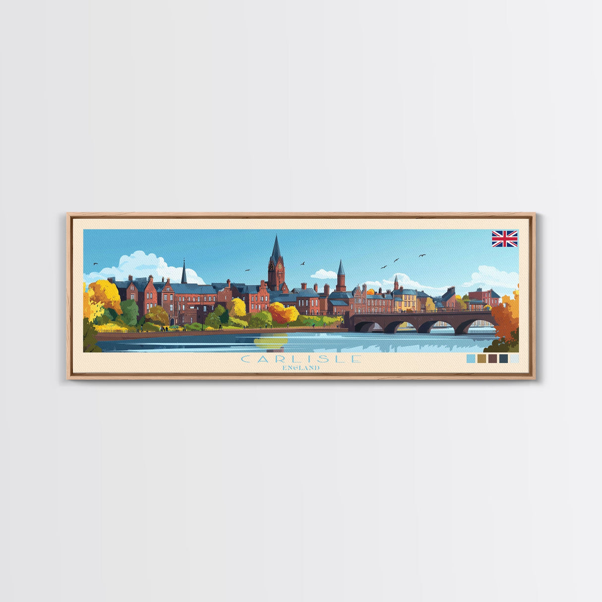 Carlisle, England Travel Poster Panoramic Canvas Print, Carlisle, England Painting, England Art, Carlisle Travel Art, Guest Room Painting