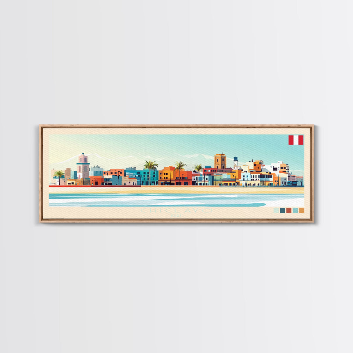 Chiclayo, Peru Panoramic Travel Poster Canvas Print, Chiclayo, Peru Painting, Peru Art, Chiclayo Travel Art, Guest Room Painting