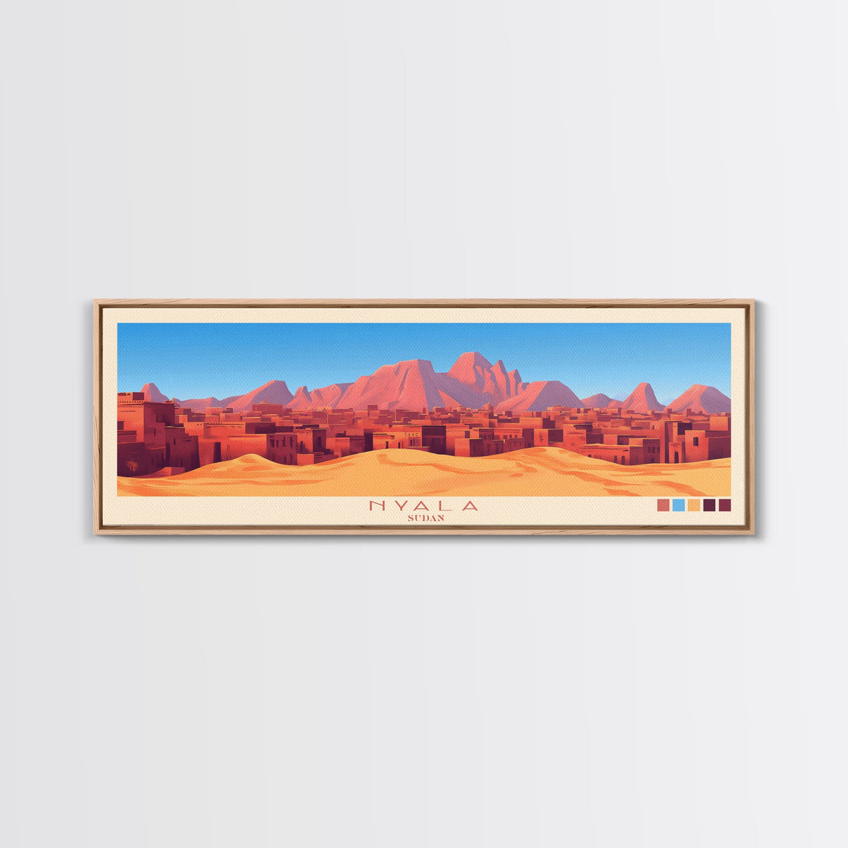 Nyala, Sudan Travel Poster Panoramic Canvas Print, Nyala, Sudan Painting, Sudan Art, Nyala Travel Art, Guest Room Painting